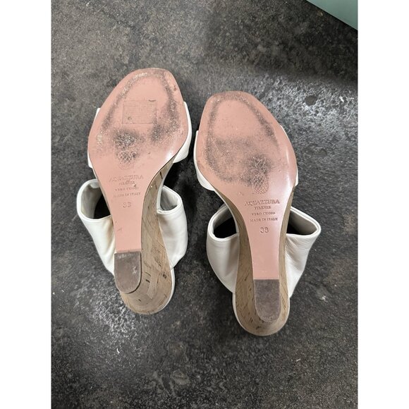 Aquazzura Twist 85 Wedge Sandals White Leather - Picture 7 of 8